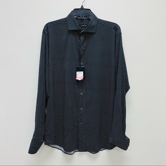 Chemise Homme Bugatchi Uomo - Taille XL - Manches Longues - Rayures Noires Et Violettes - Coupe Shaped Fit